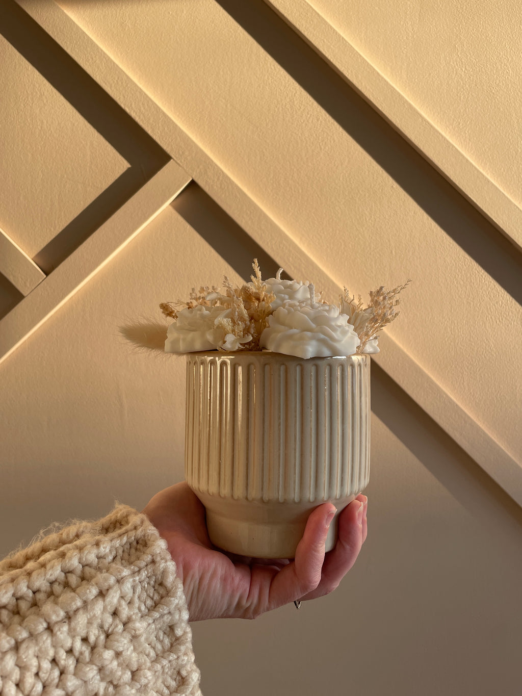 BOUQUET de BOUGIES - pot en grès