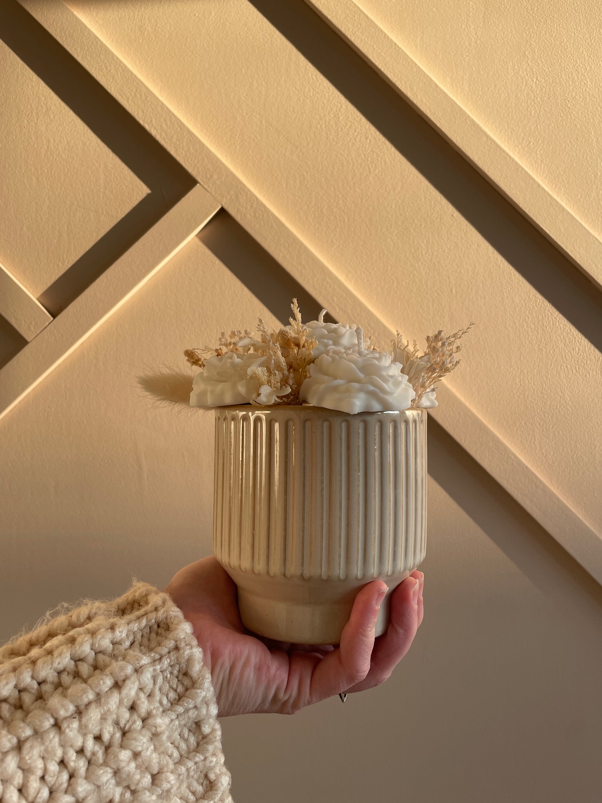 BOUQUET de BOUGIES - pot en grès