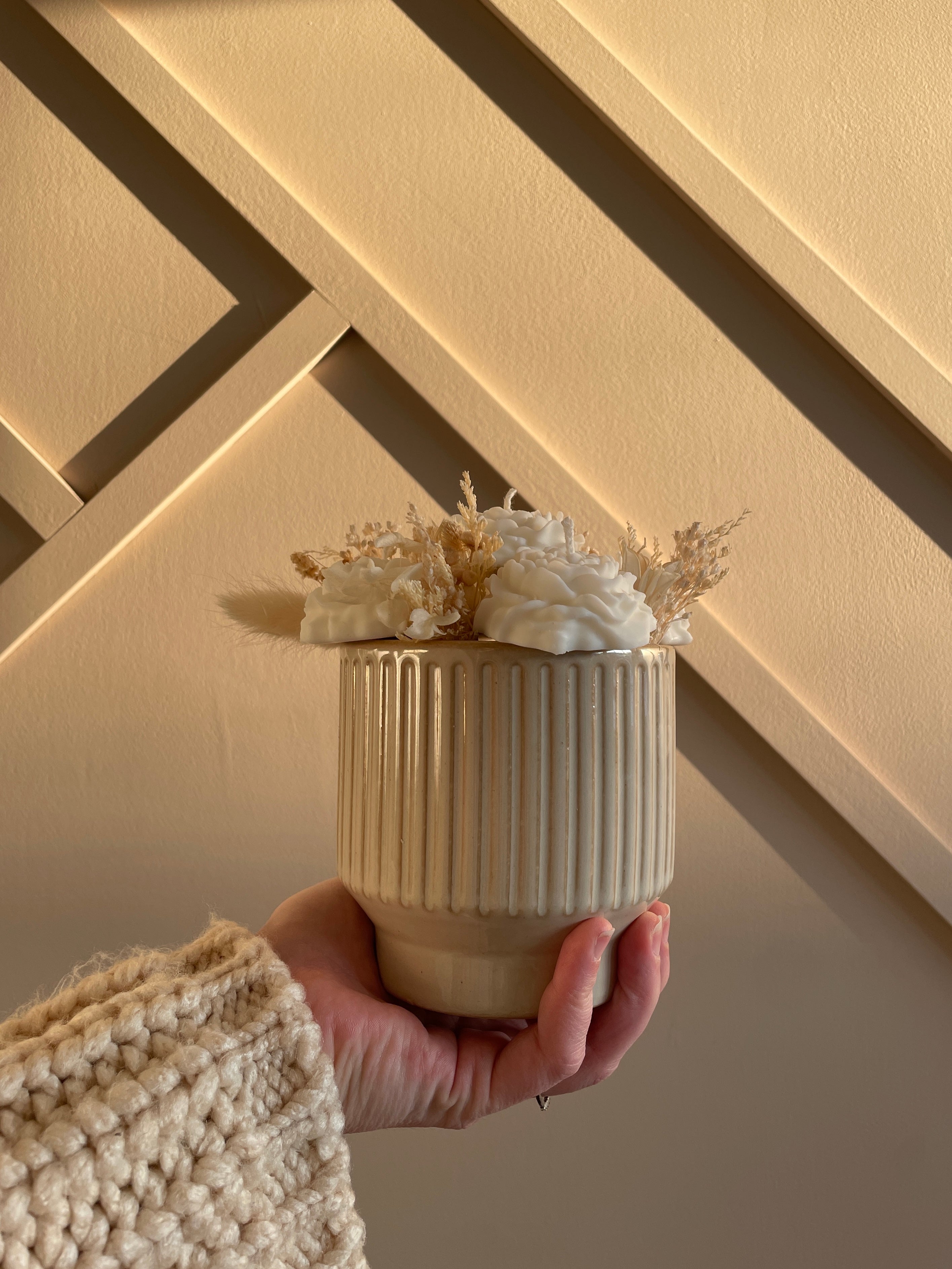 BOUQUET de BOUGIES - pot en grès